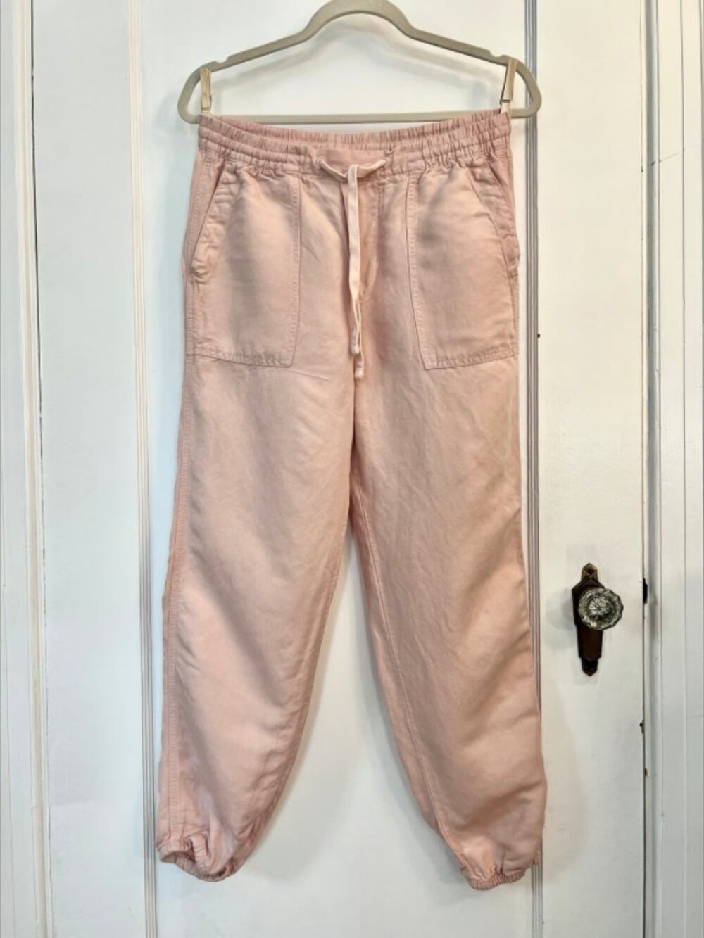 GAP Linen Blend Drawstring Joggers Small Pink Linen Rayon Pull-On Pants - Picture 2 of 9